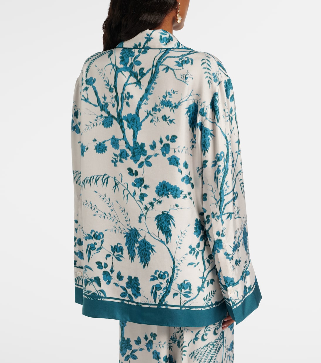 Floral silk pajama shirt | Erdem