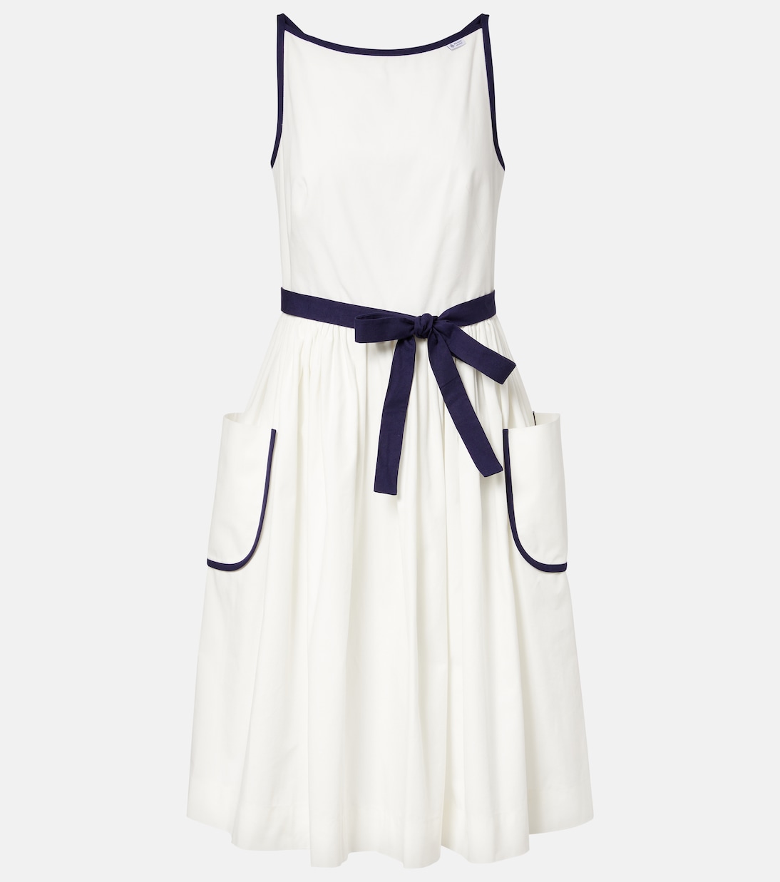 Cotton and linen midi dress | Prada