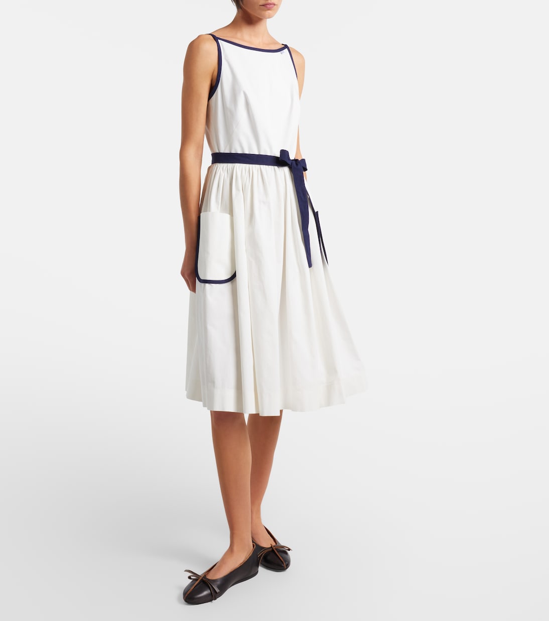 Cotton and linen midi dress | Prada
