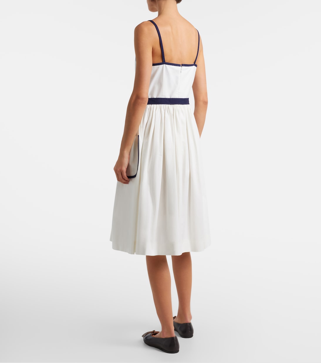 Cotton and linen midi dress | Prada