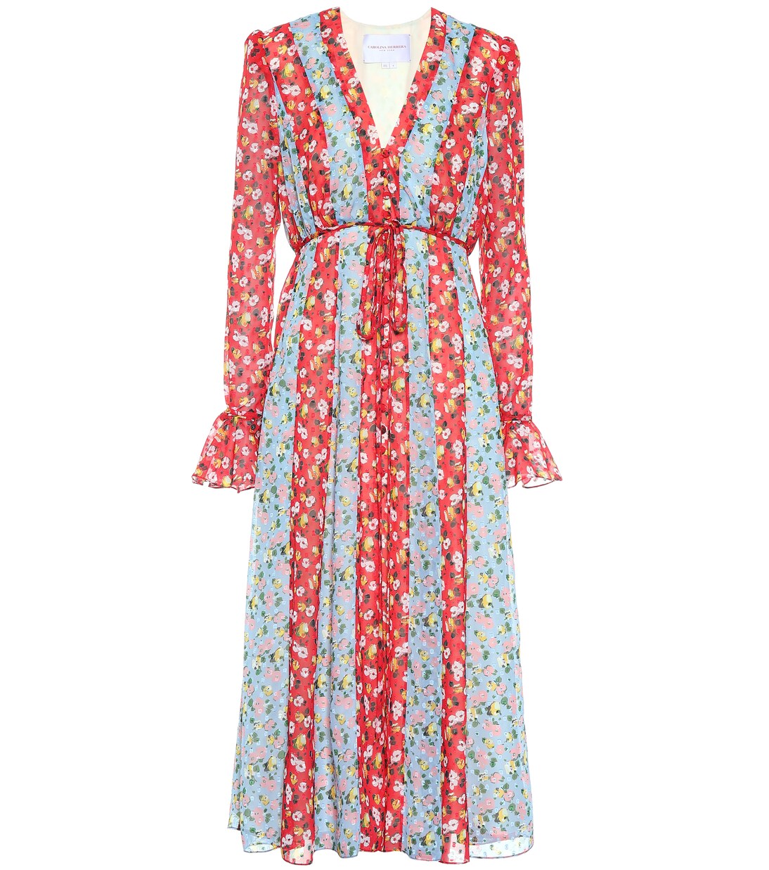 Robe midi imprimée en crêpe | Carolina Herrera