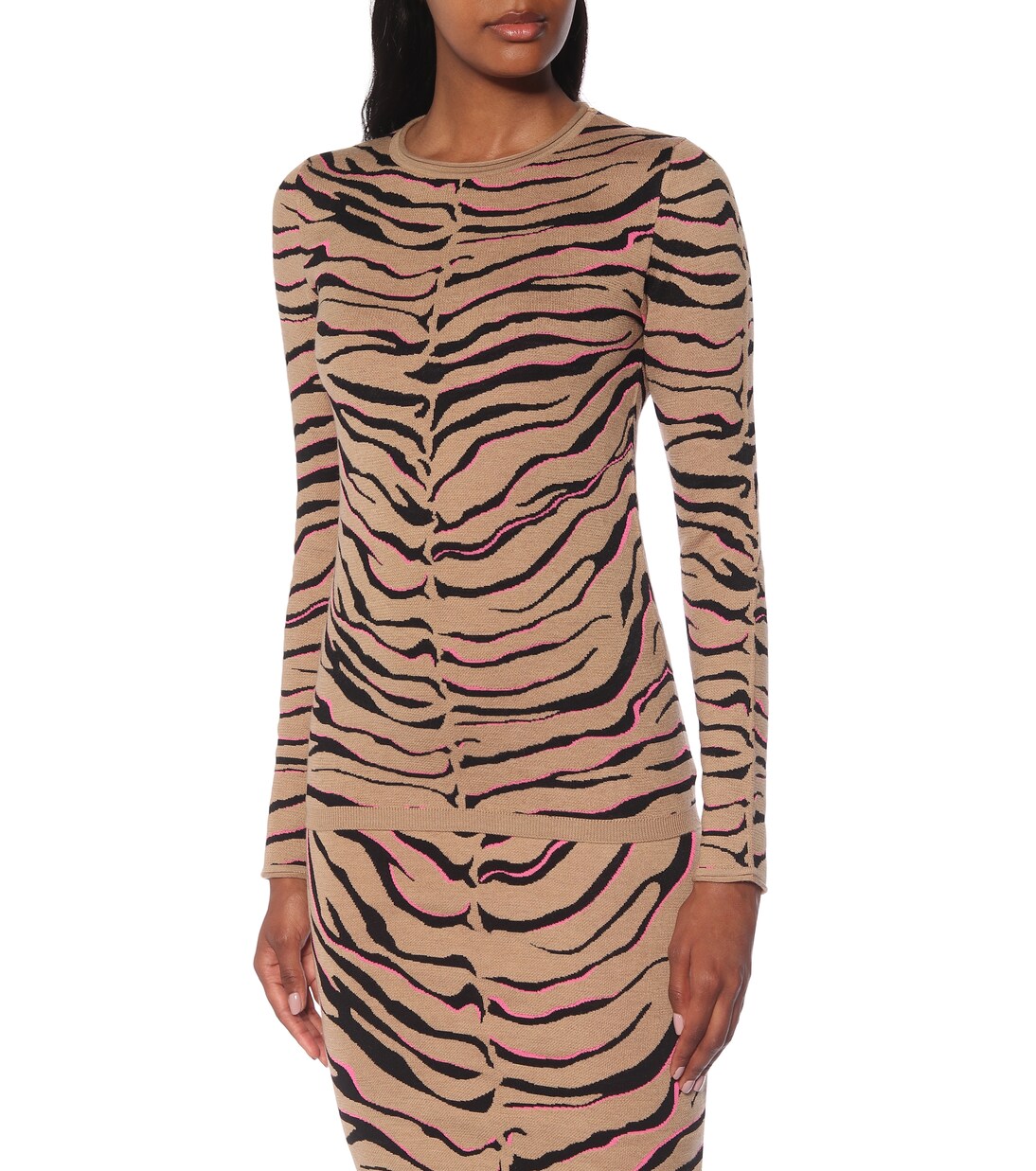 Tiger-print intarsia wool-blend sweater | Stella McCartney