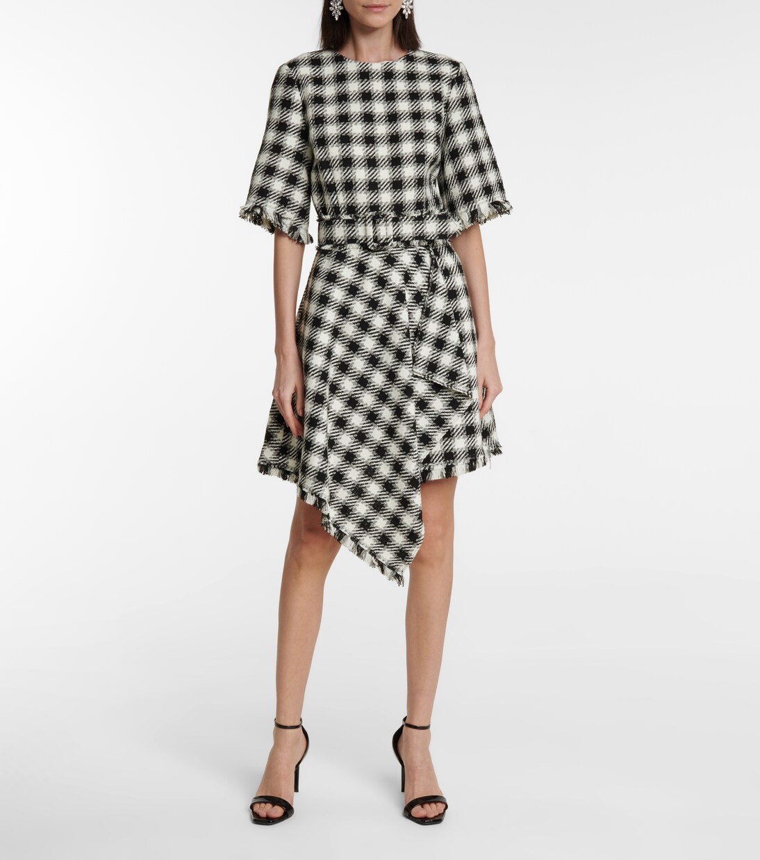 Robe en laine et coton mélangés à carreaux | Oscar de la Renta