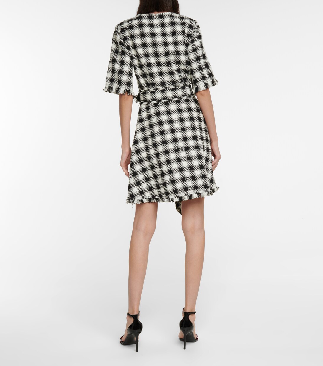 Robe en laine et coton mélangés à carreaux | Oscar de la Renta