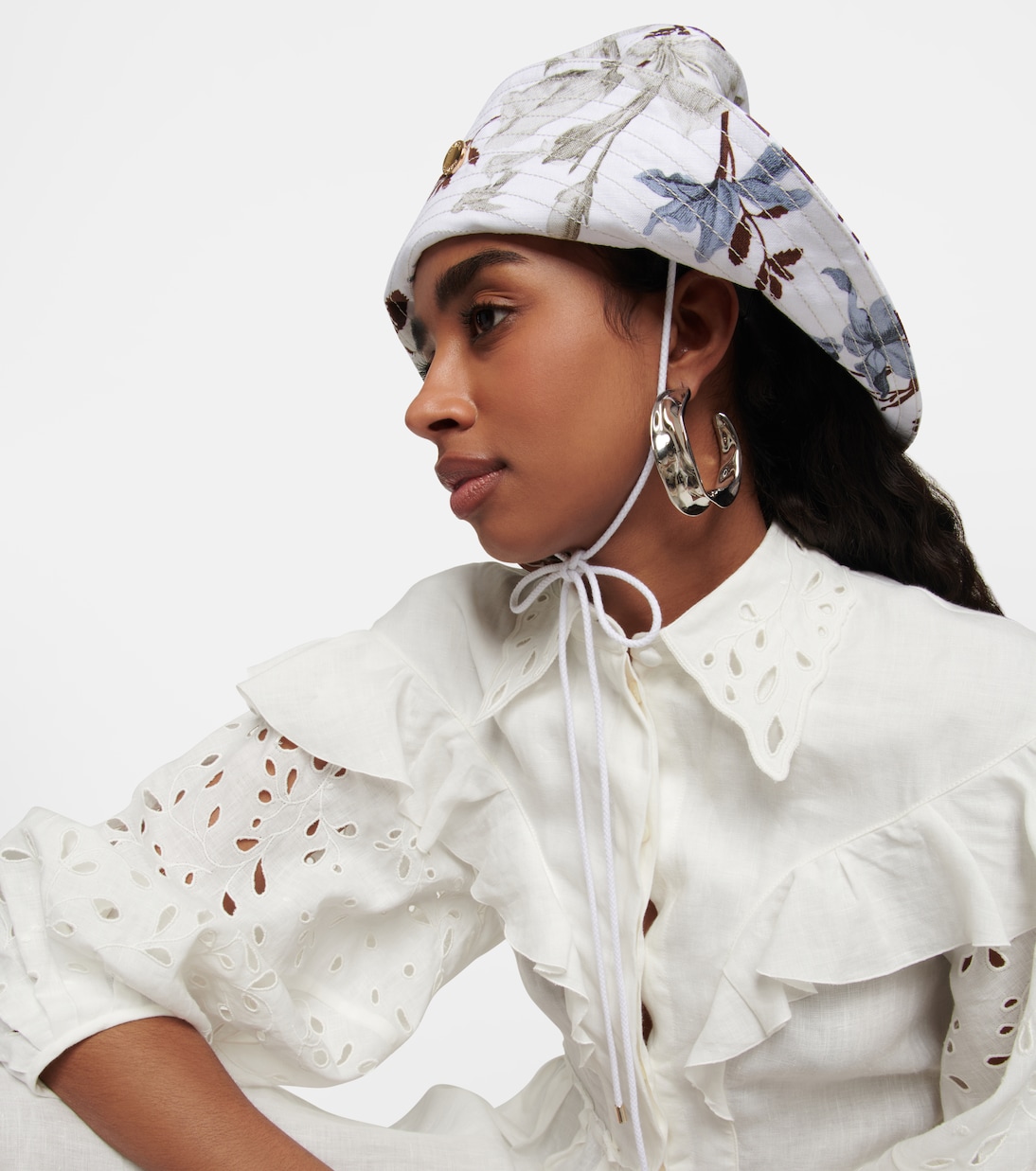 Bedruckter Hut aus einem Leinengemisch | Erdem