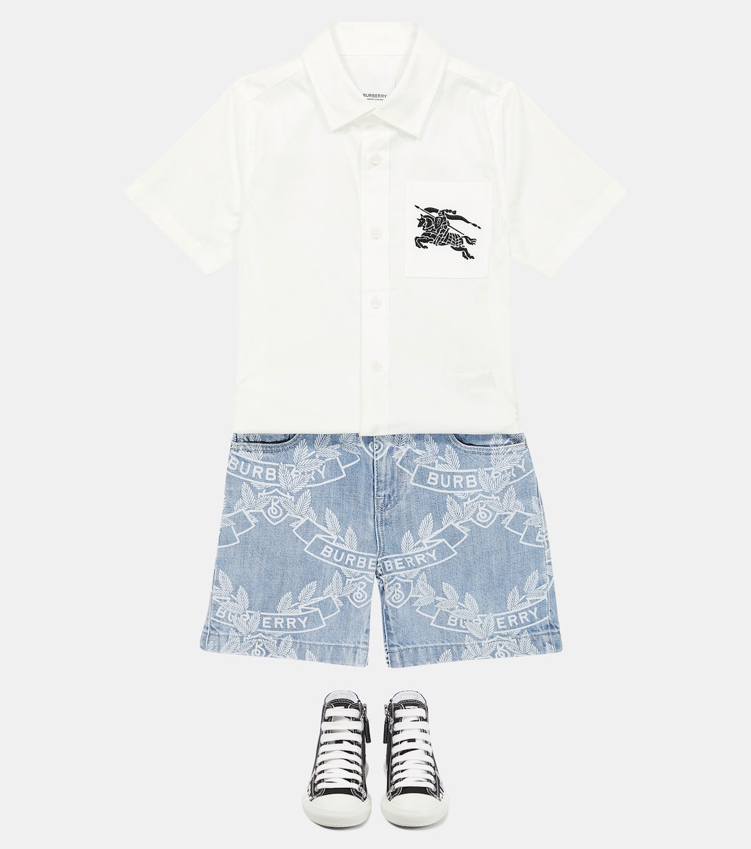 Oak Leaf Crest印花牛仔布短裤 | Burberry Kids