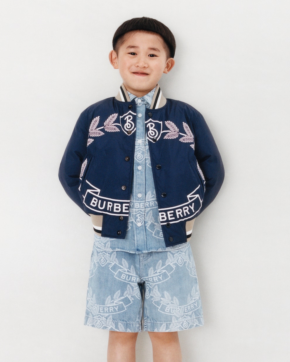 Oak Leaf Crest印花牛仔布短裤 | Burberry Kids