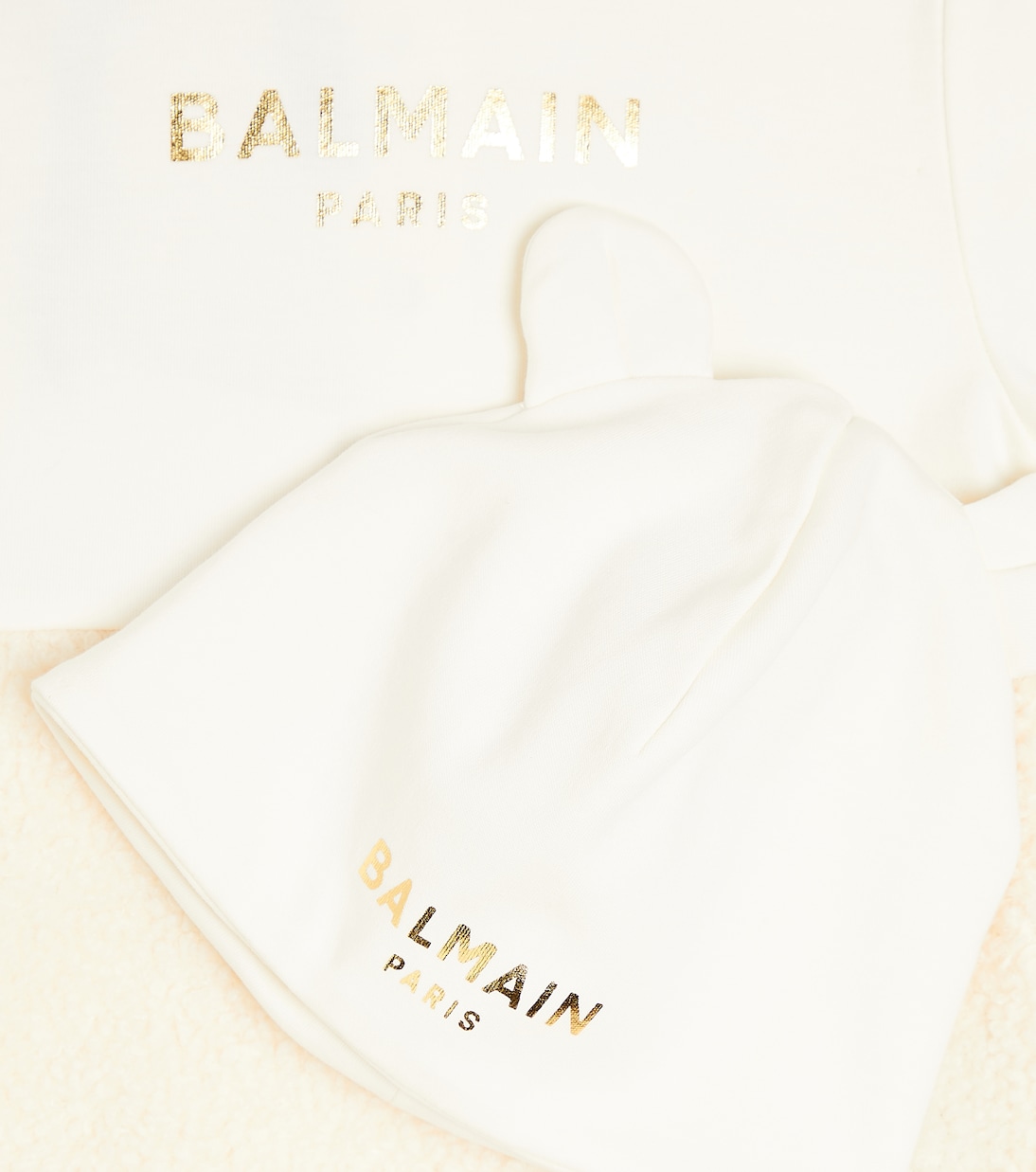 Baby cotton onesie and beanie set | Balmain Kids