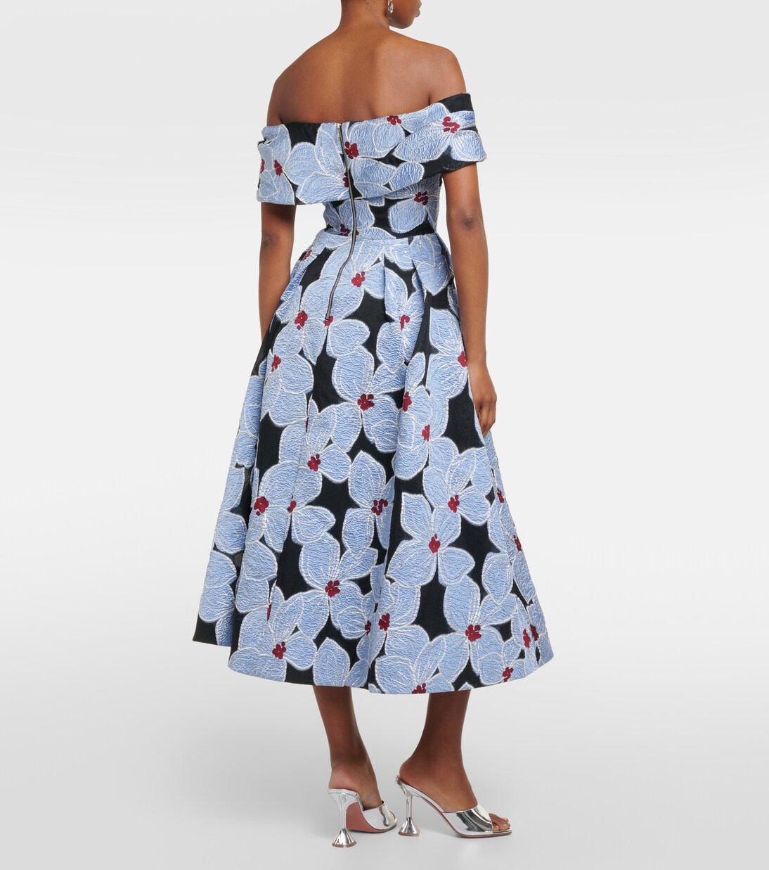 Robe midi Georgina brodée à fleurs | Rebecca Vallance