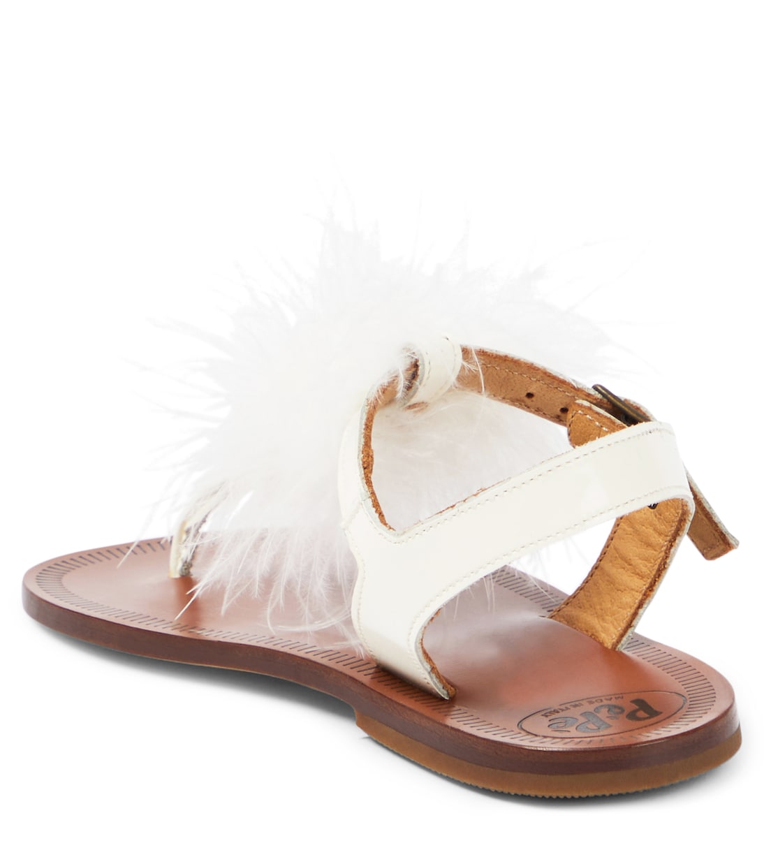 Vernice feather-trimmed leather sandals | PèPè