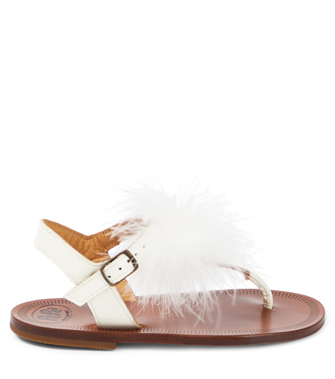 Vernice feather-trimmed leather sandals | PèPè