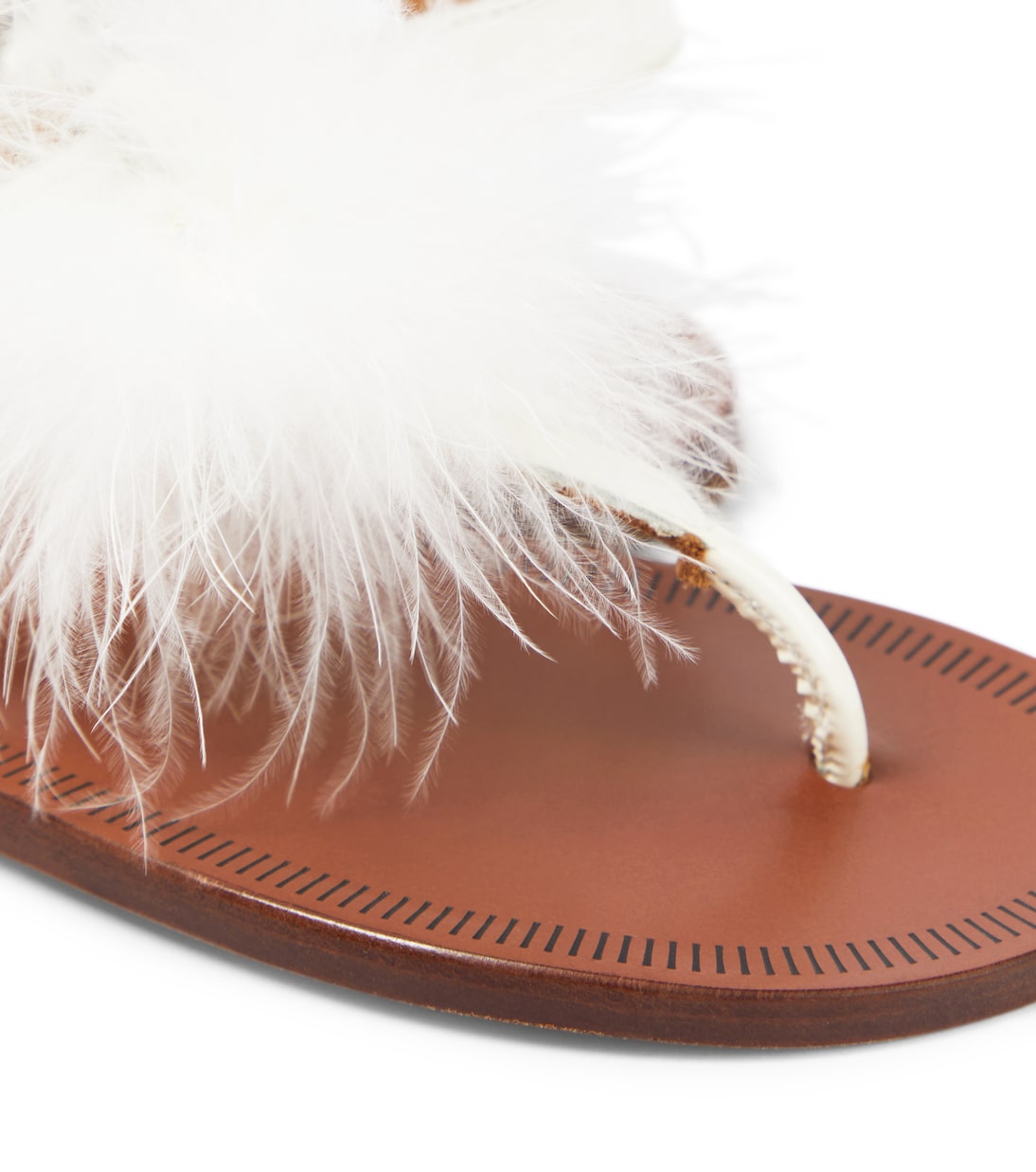 Vernice feather-trimmed leather sandals | PèPè