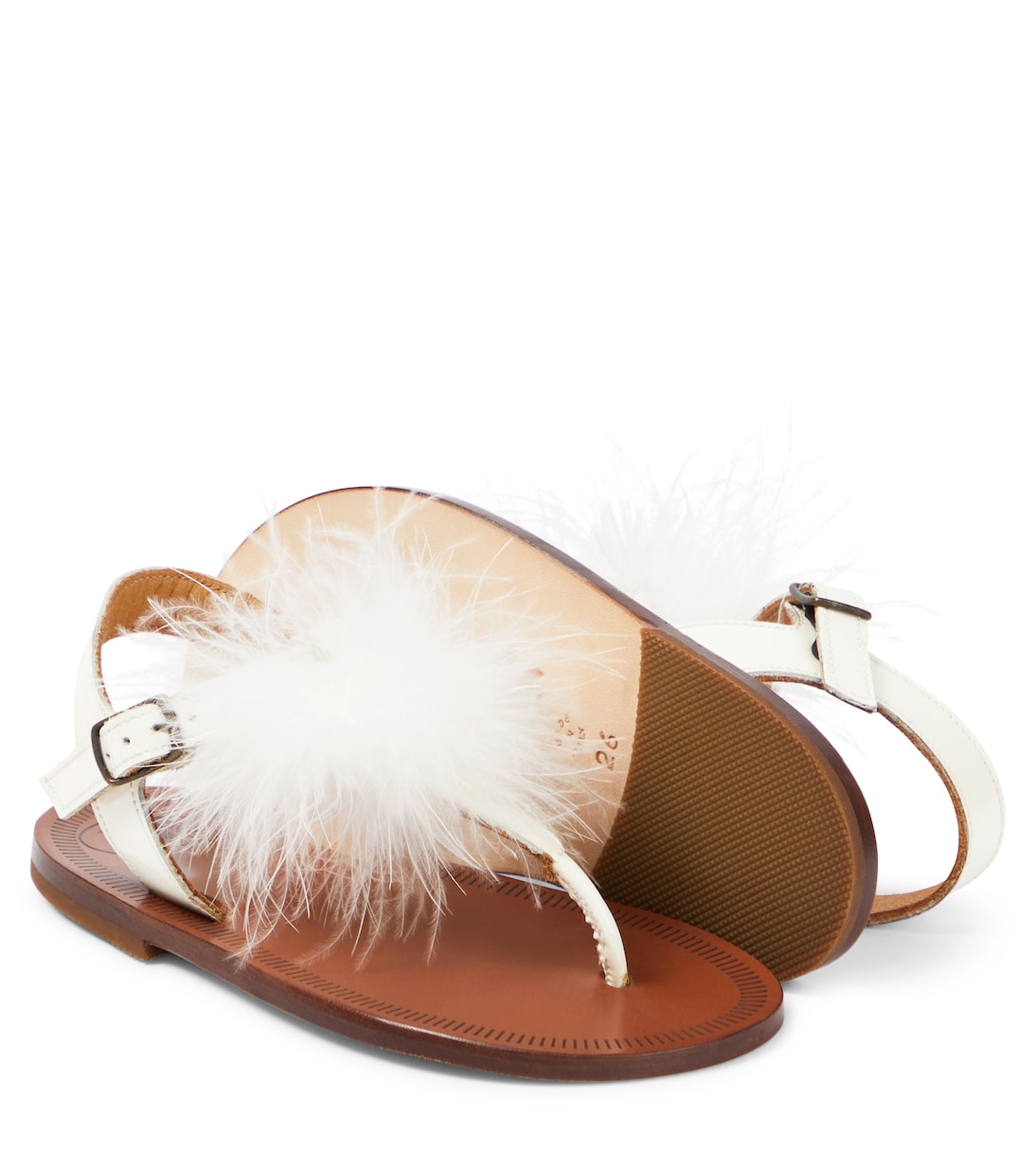 Vernice feather-trimmed leather sandals | PèPè