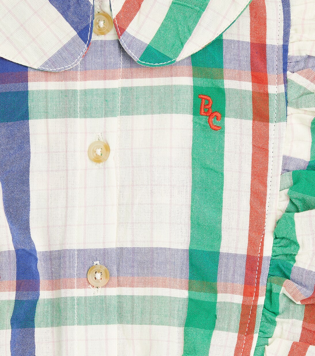 Checked ruffle-trimmed cotton dress | Bobo Choses