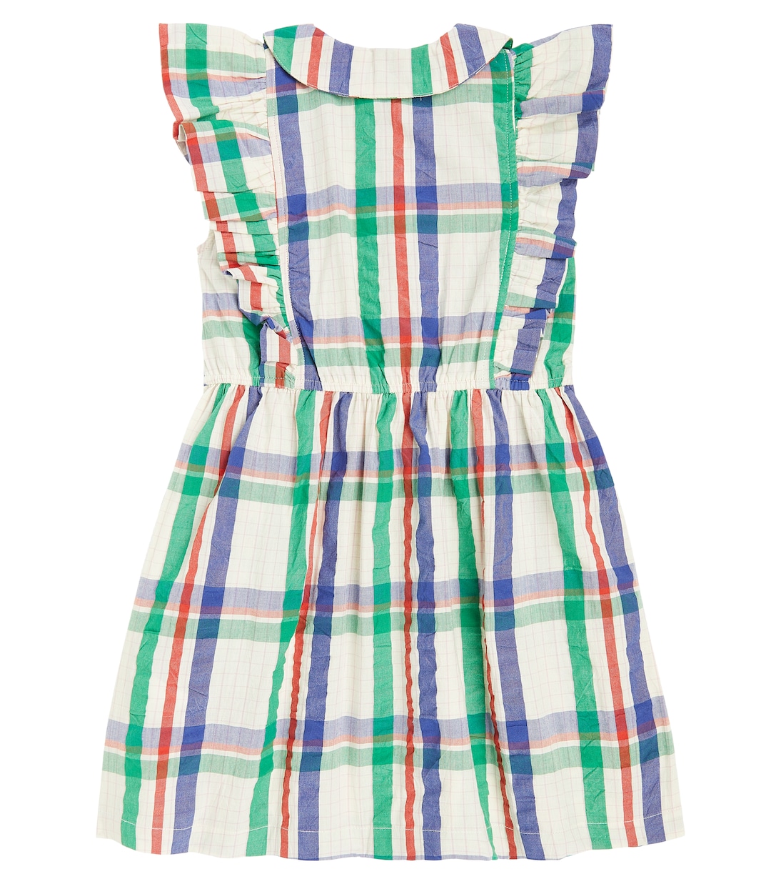 Checked ruffle-trimmed cotton dress | Bobo Choses