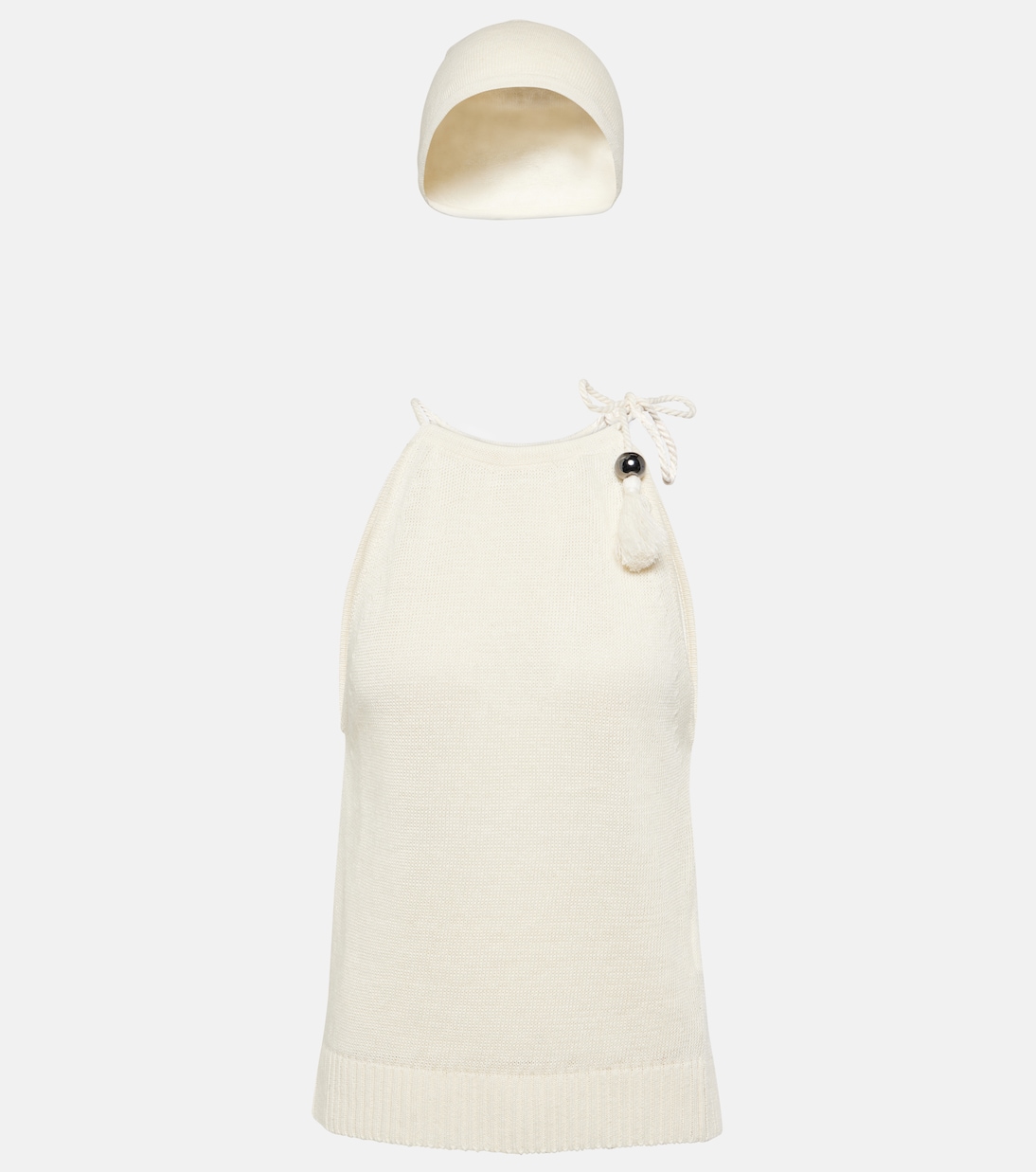 Moriana halterneck linen top and hat set | Max Mara
