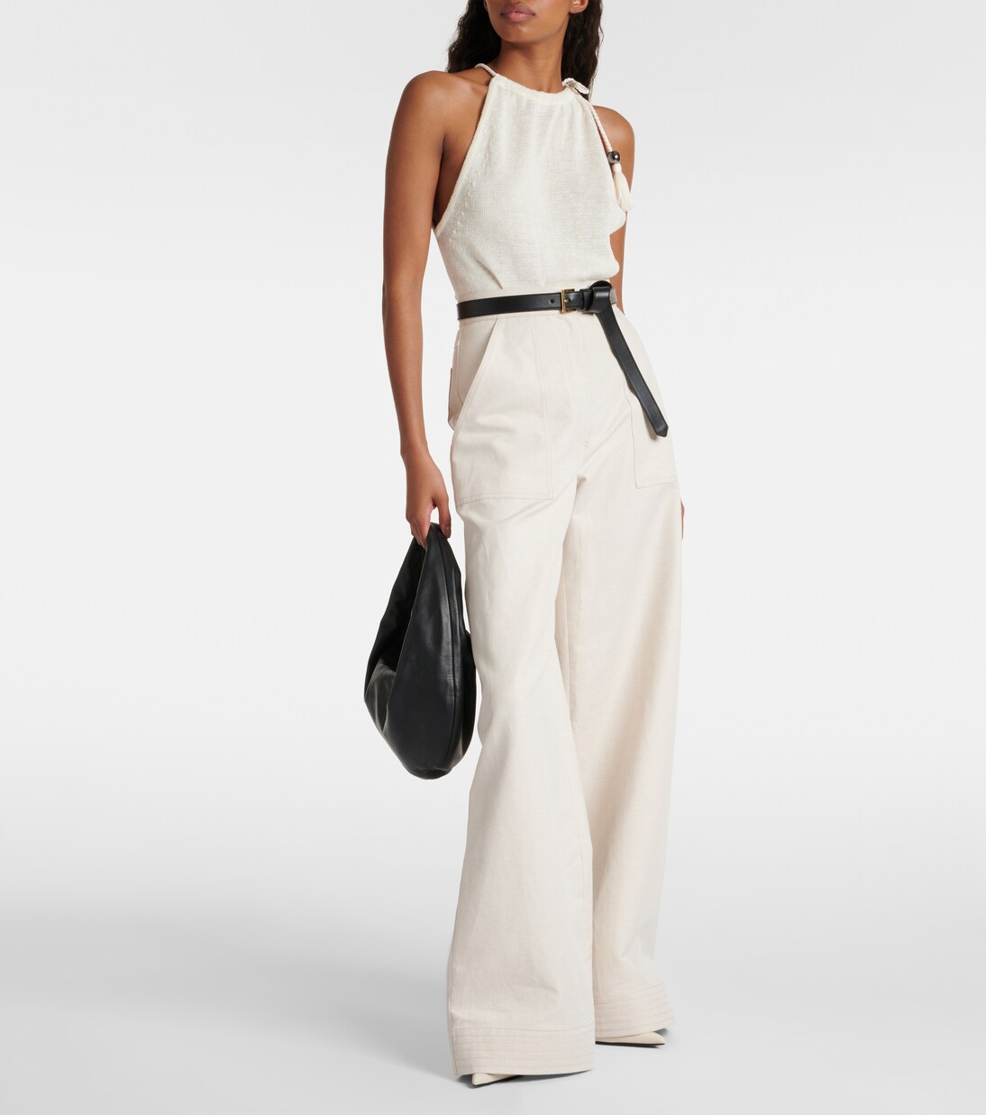 Moriana halterneck linen top and hat set | Max Mara