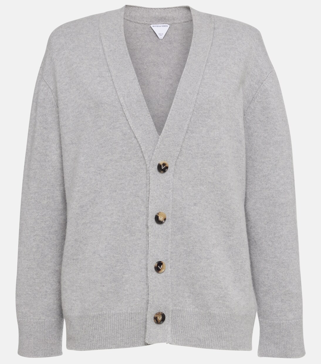Leather-trimmed cashmere-blend cardigan | Bottega Veneta