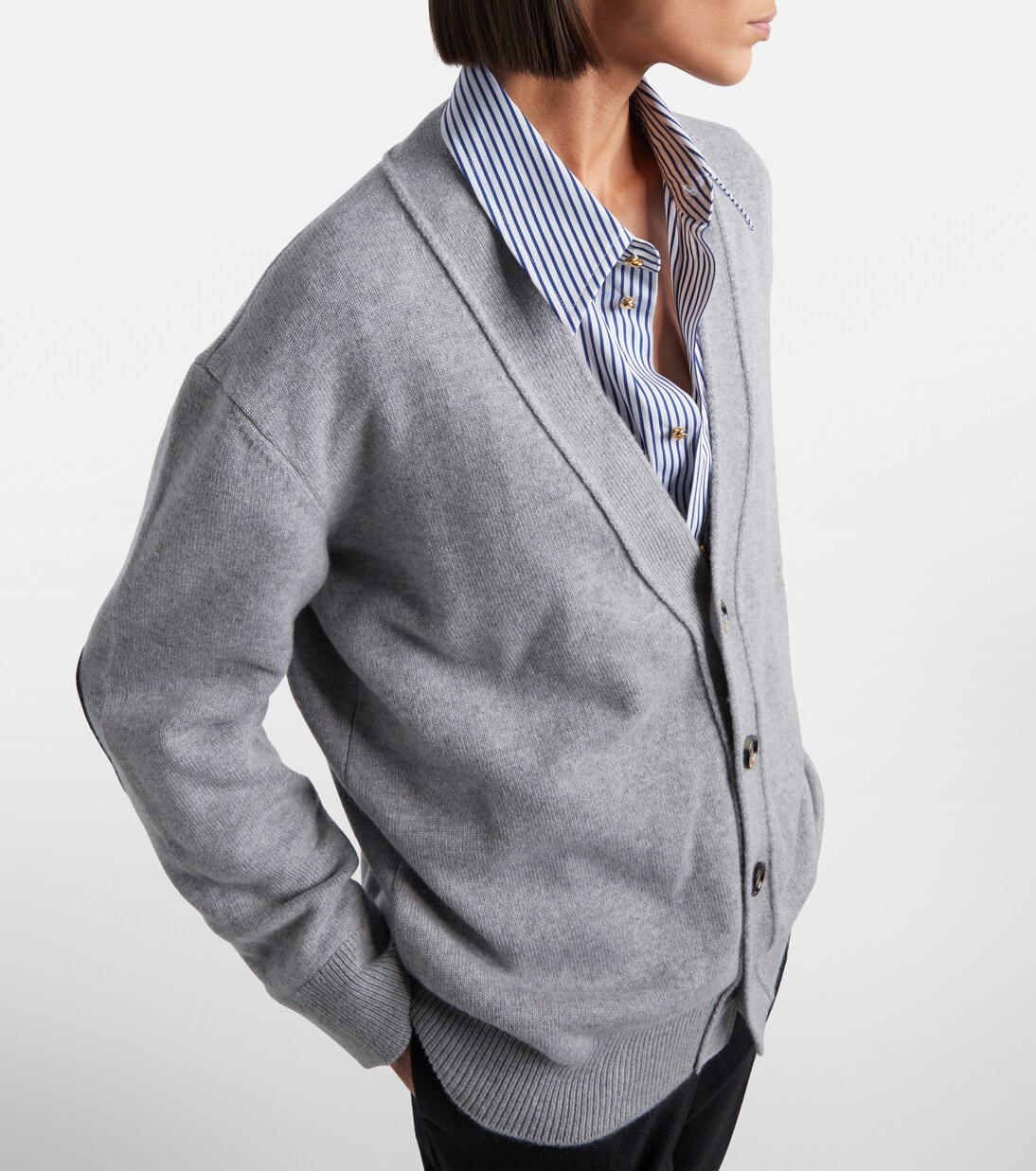 Leather-trimmed cashmere-blend cardigan | Bottega Veneta