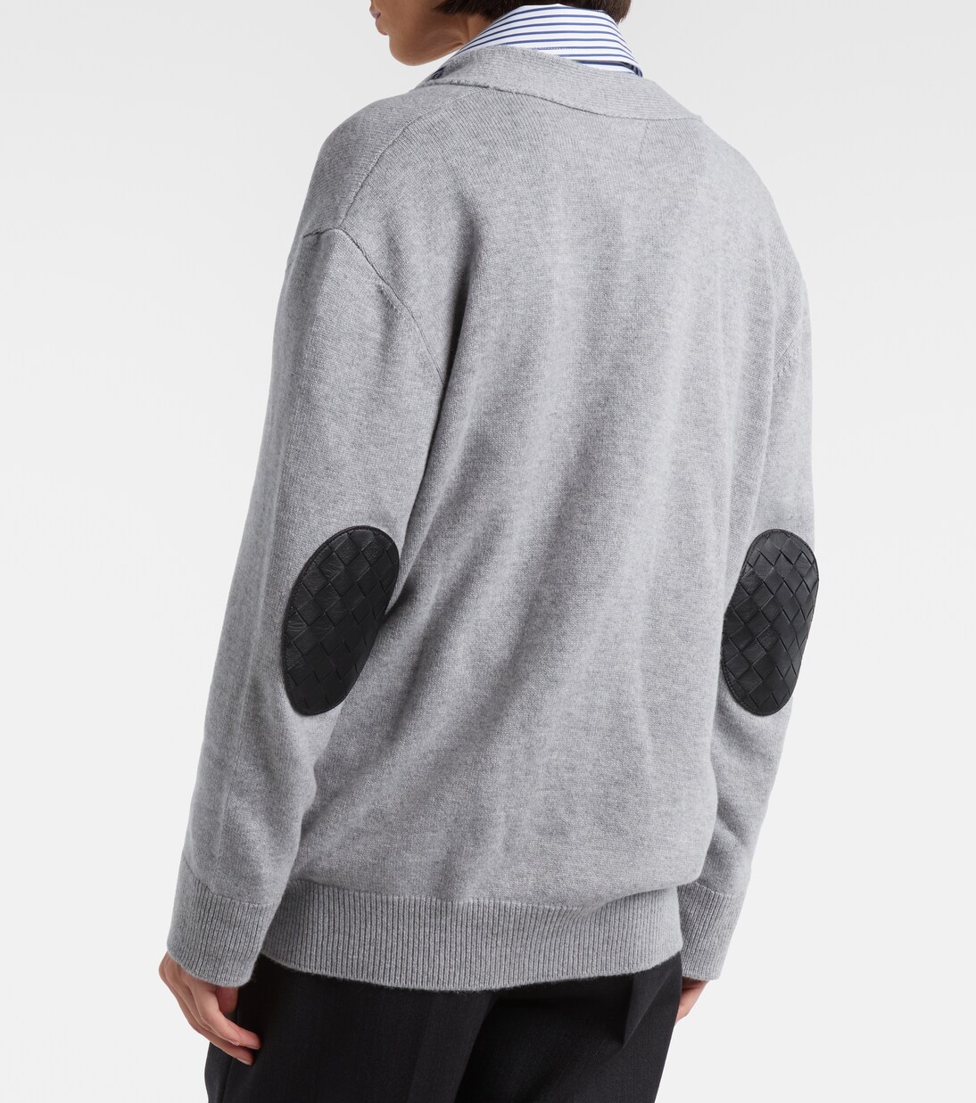 Leather-trimmed cashmere-blend cardigan | Bottega Veneta
