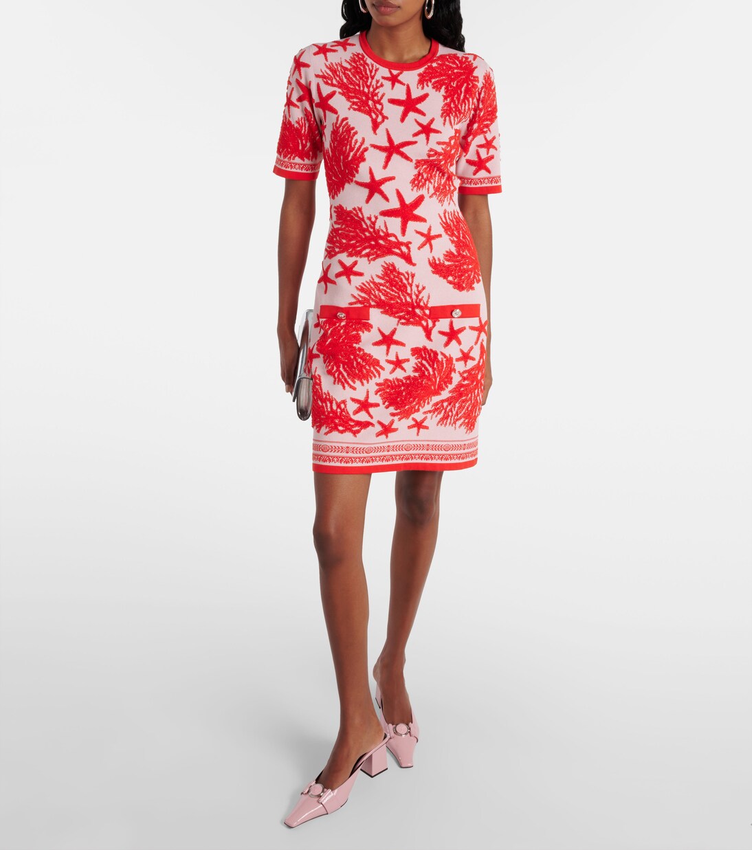 Barocco Sea提花迷你连衣裙 | Versace