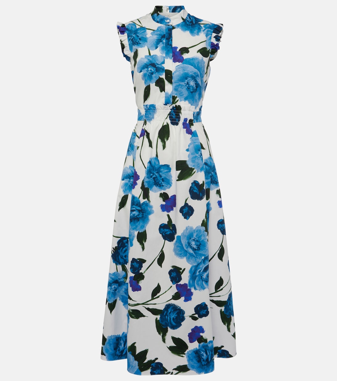 Floral cotton poplin midi dress | Erdem