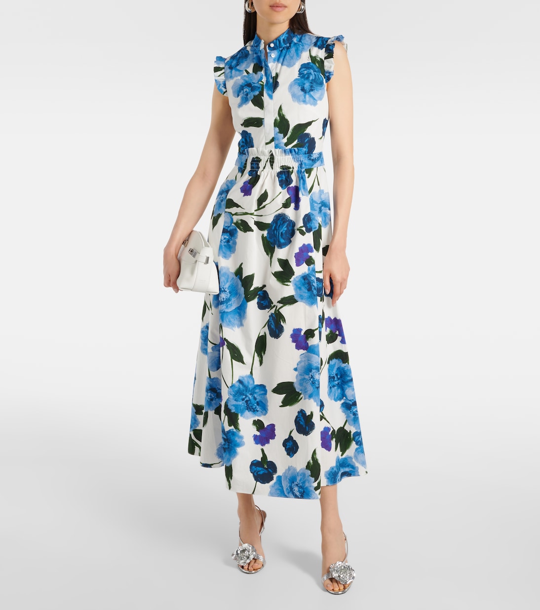 Floral cotton poplin midi dress | Erdem