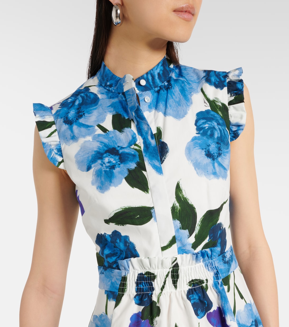 Floral cotton poplin midi dress | Erdem