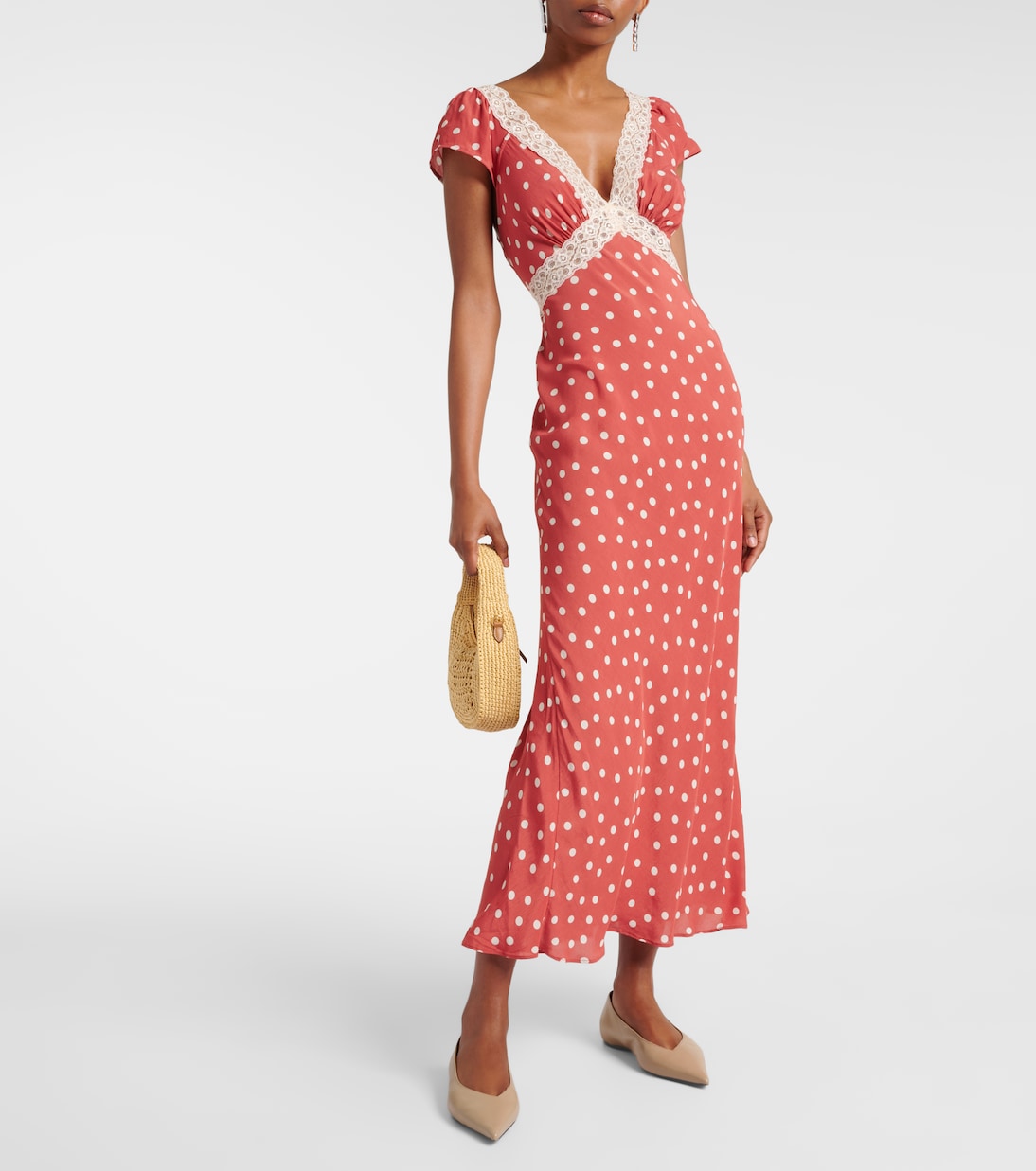 Robe midi Iggy en satin à pois | Rixo