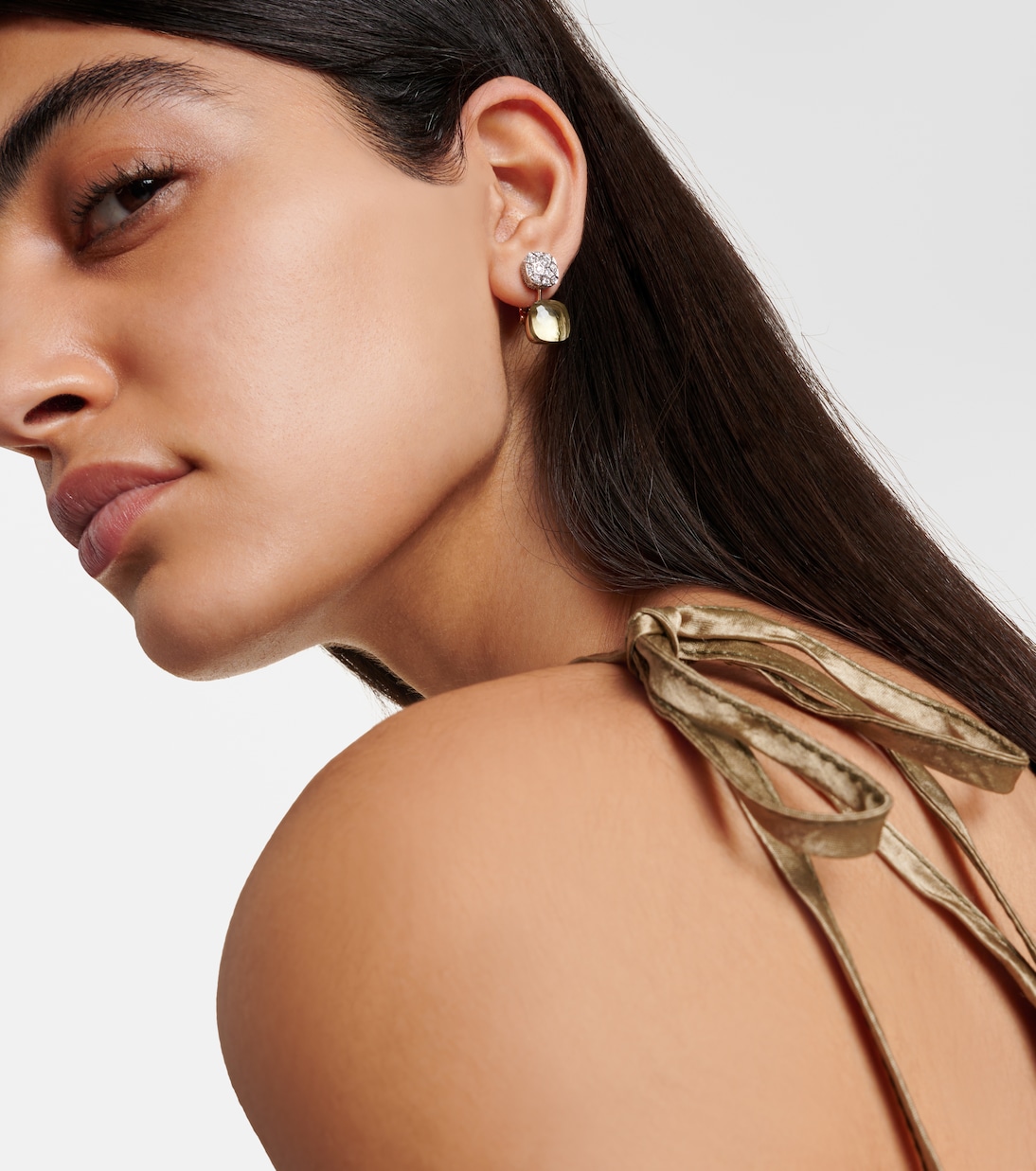 Boucles d'oreilles Nudo en or rose et blanc 18 ct, prasiolite et diamants | Pomellato