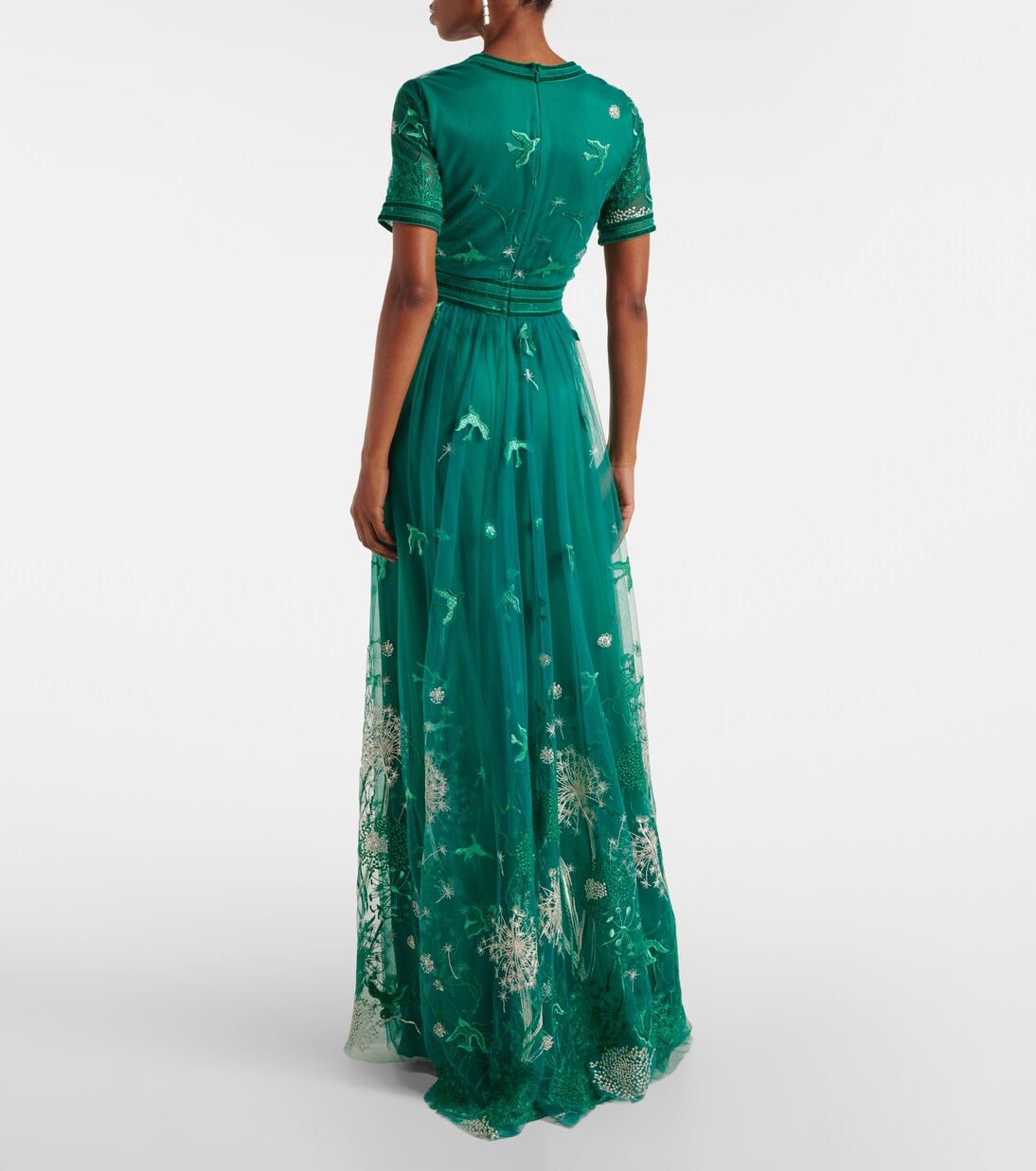 Robe longue brodée à fleurs | Costarellos