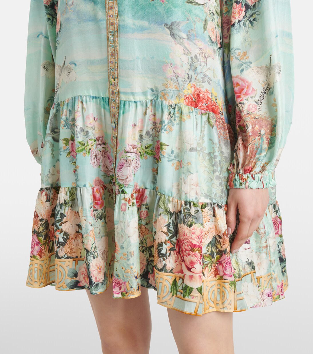 Robe chemise en soie à fleurs | Camilla