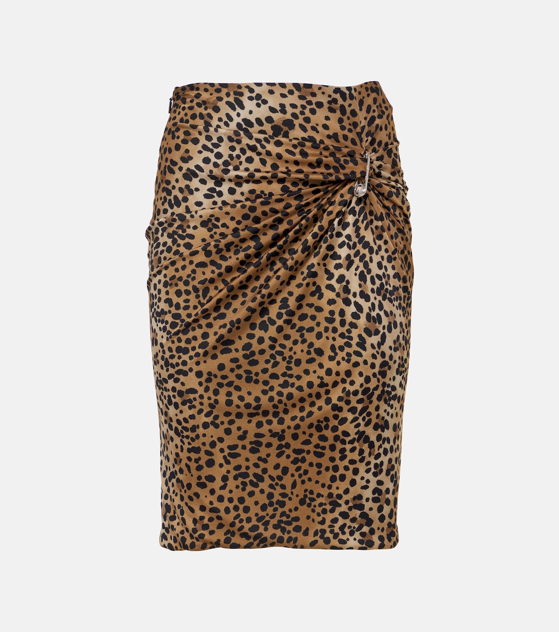 Safety Pin gathered leopard-print pencil skirt | Versace