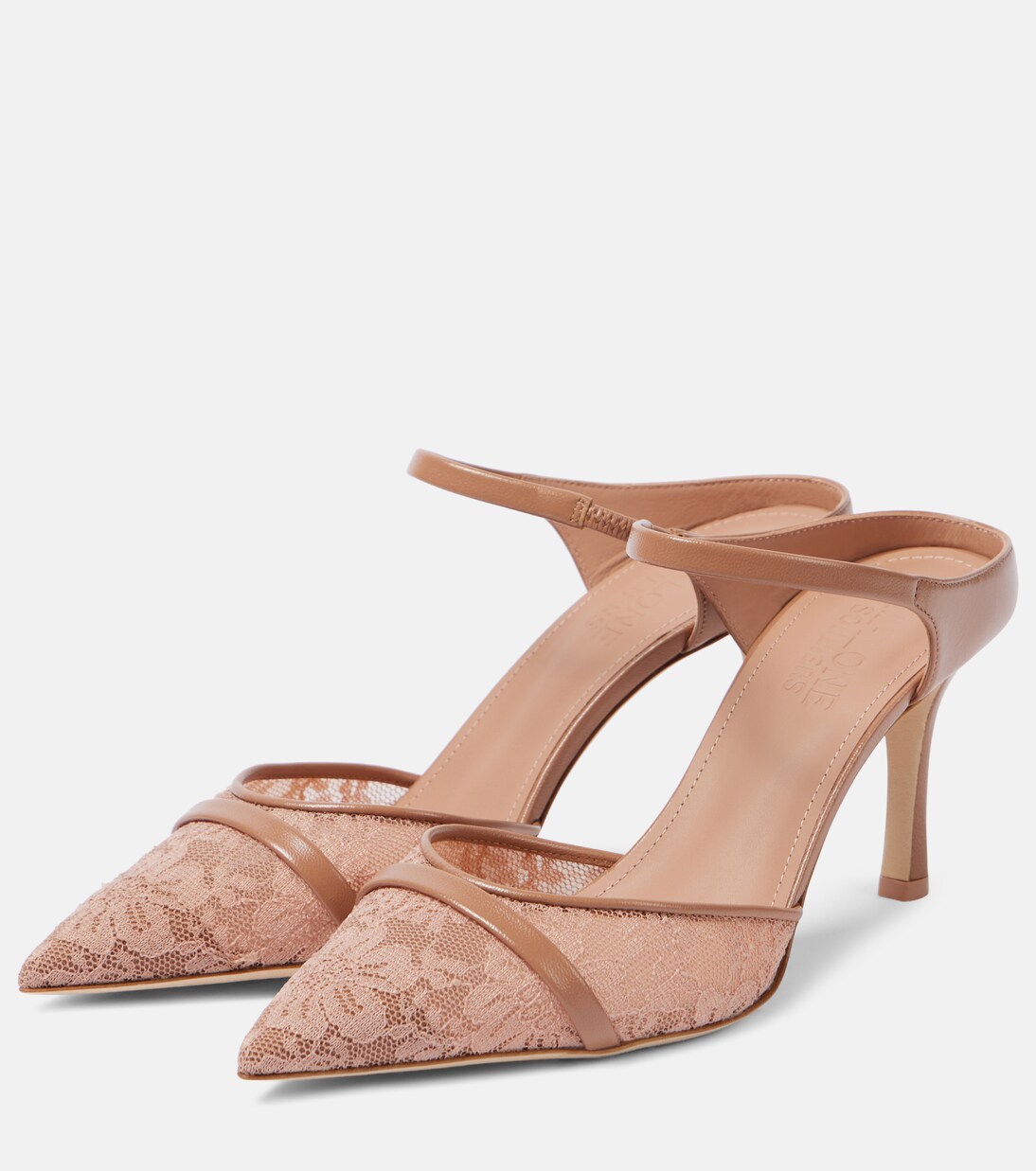 Uma 80 leather-trimmed lace mules | Malone Souliers