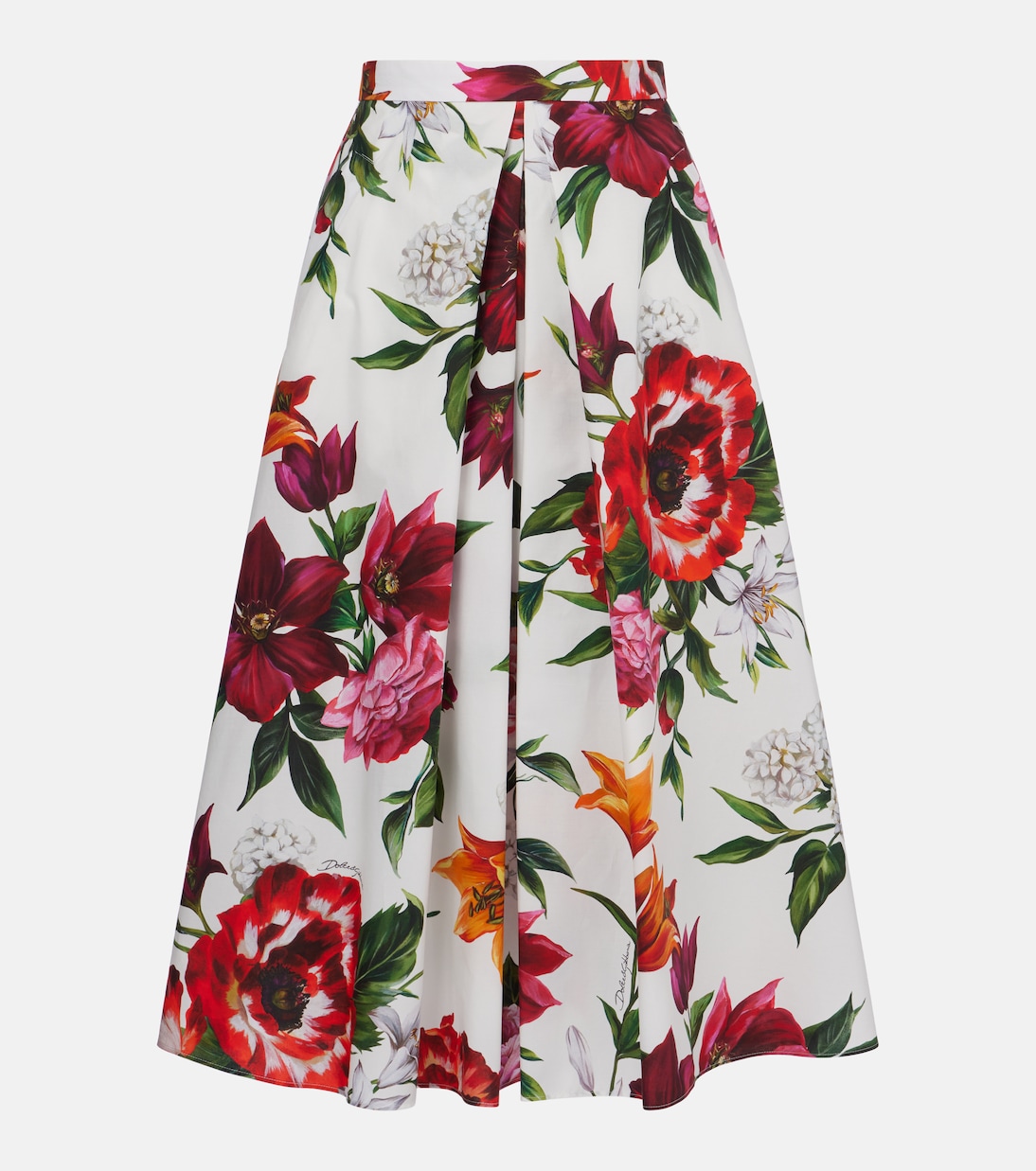 Floral cotton poplin midi skirt | Dolce&Gabbana
