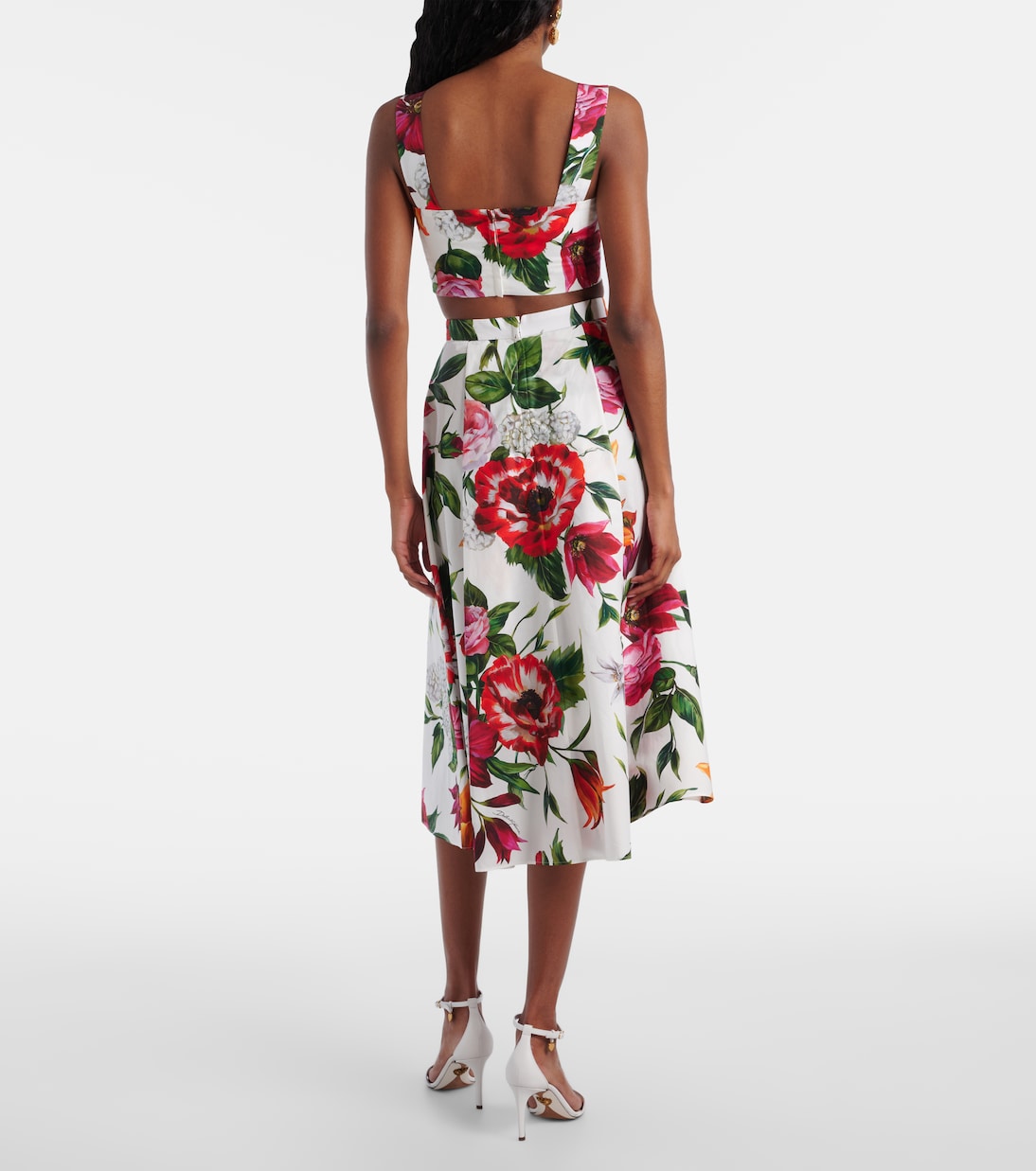 Floral cotton poplin midi skirt | Dolce&Gabbana