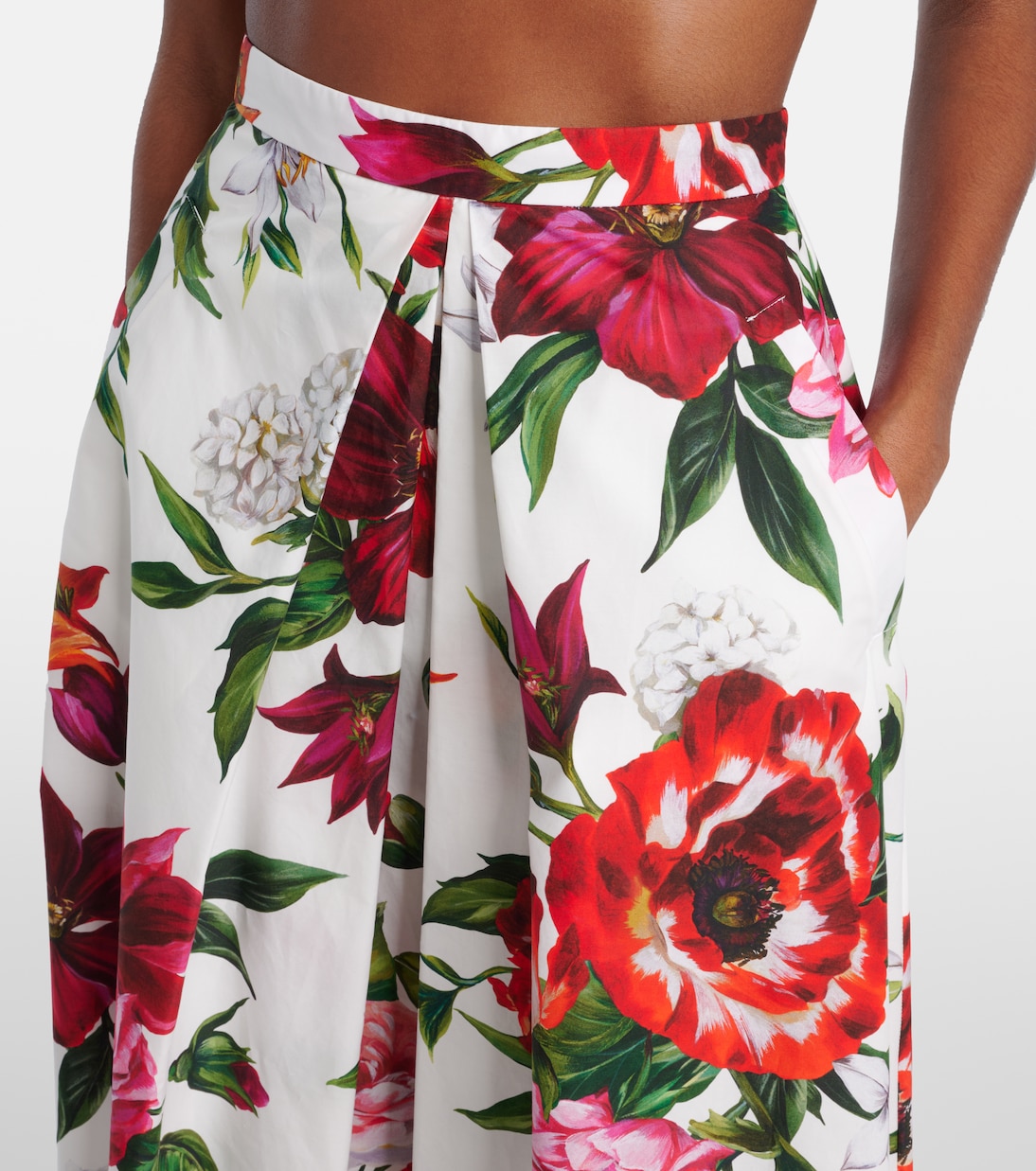 Floral cotton poplin midi skirt | Dolce&Gabbana