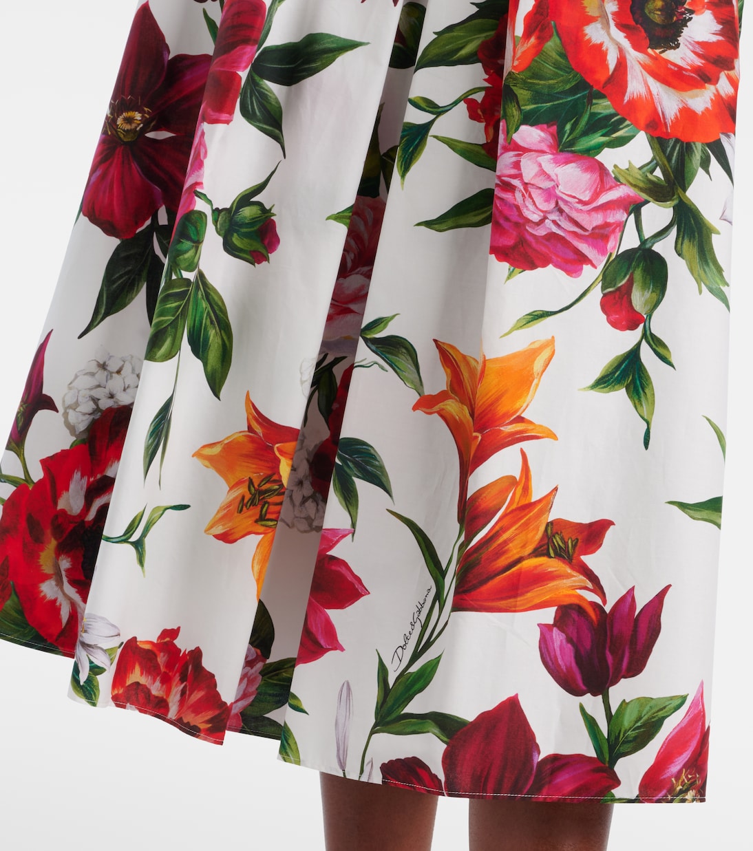 Floral cotton poplin midi skirt | Dolce&Gabbana