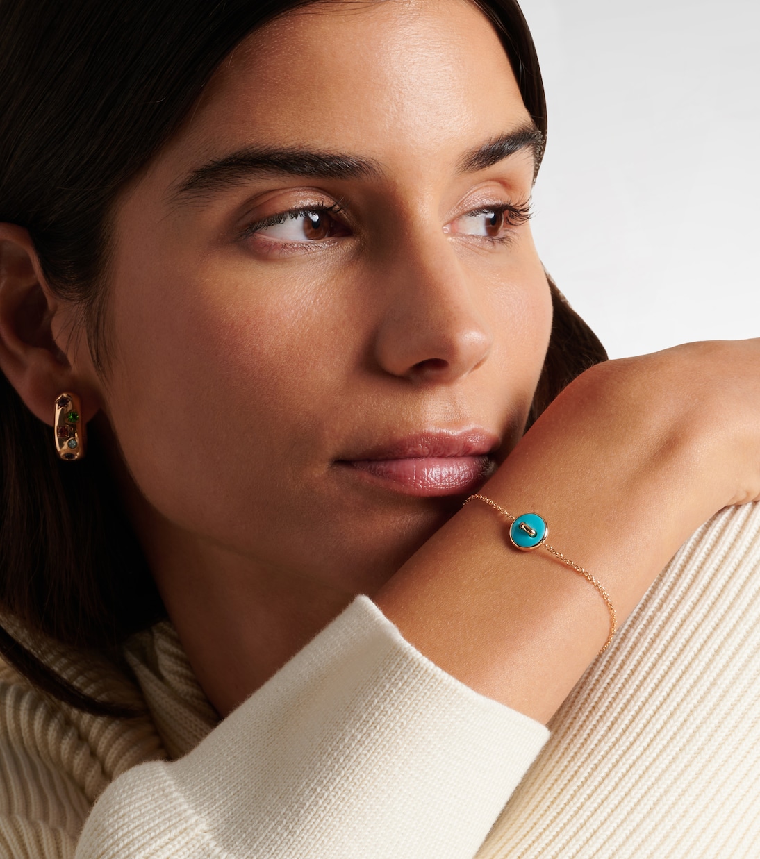 Pom Pom Dot 18kt rose gold pendant bracelet with turquoise and diamonds | Pomellato