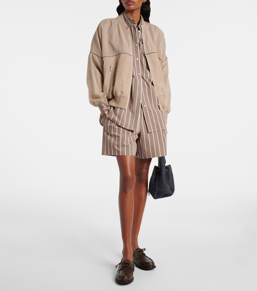 Striped cotton-blend Bermuda shorts | Brunello Cucinelli