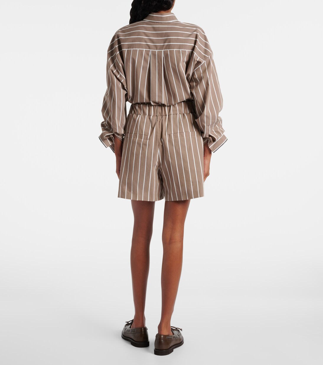 Striped cotton-blend Bermuda shorts | Brunello Cucinelli