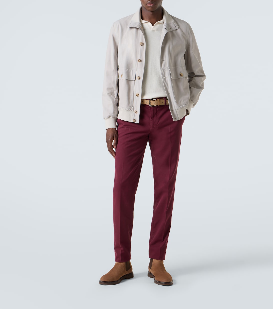 Pantalones slim de gabardina de algodón | Brunello Cucinelli