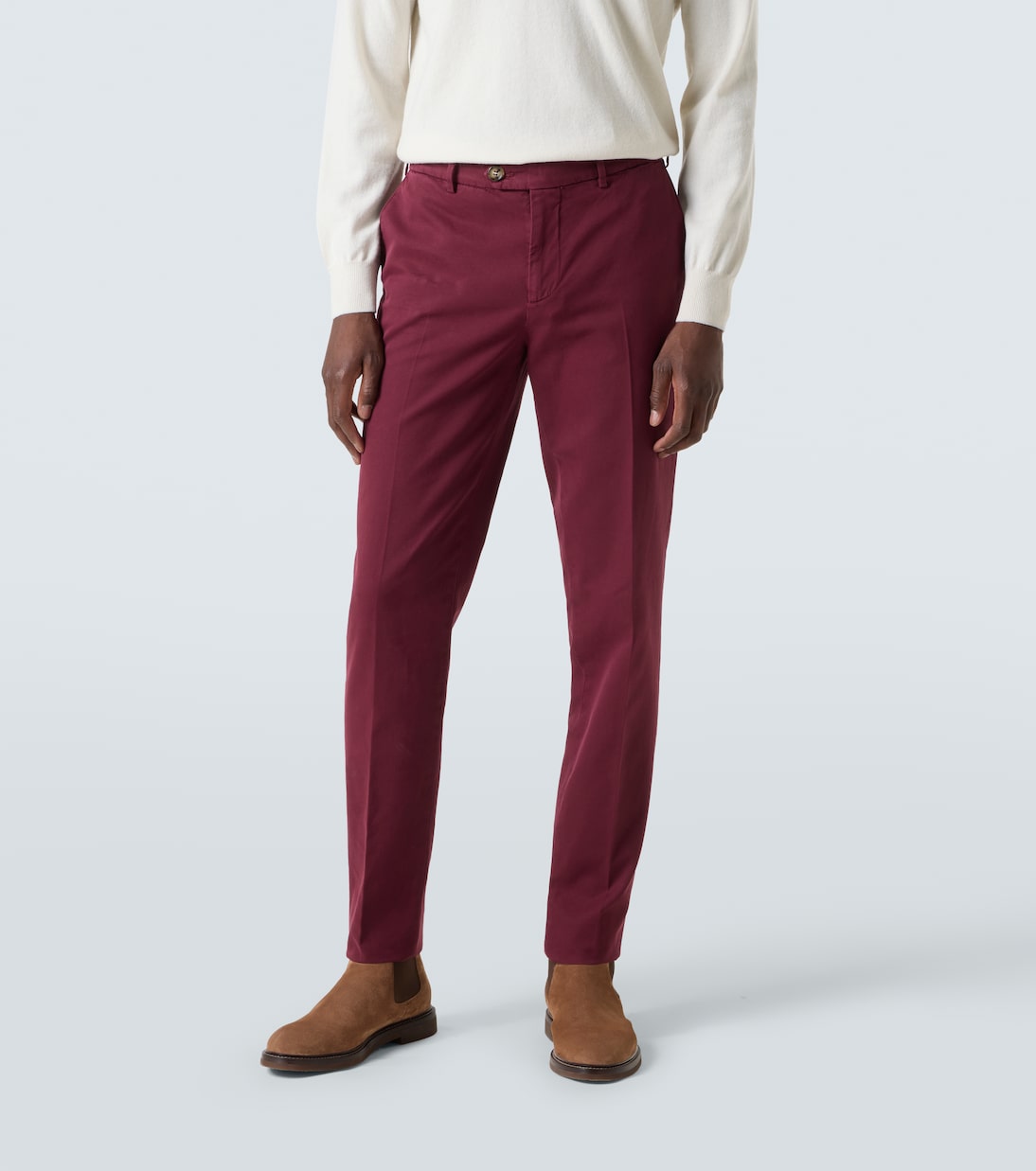 Pantalones slim de gabardina de algodón | Brunello Cucinelli