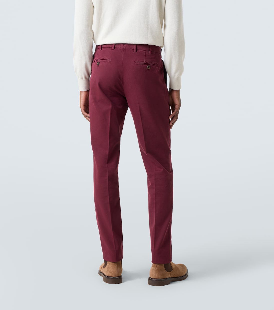 Pantalones slim de gabardina de algodón | Brunello Cucinelli