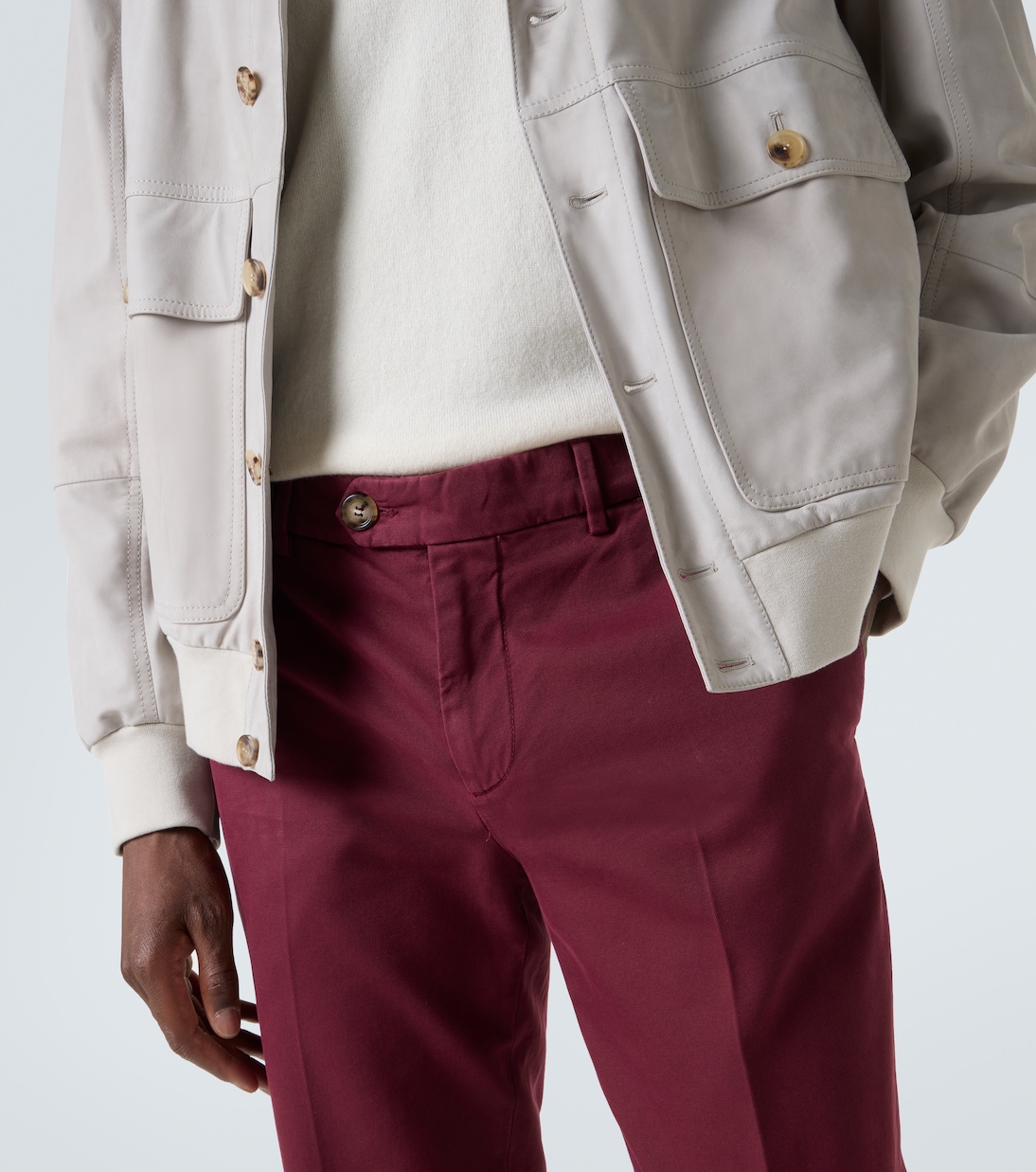 Pantalones slim de gabardina de algodón | Brunello Cucinelli