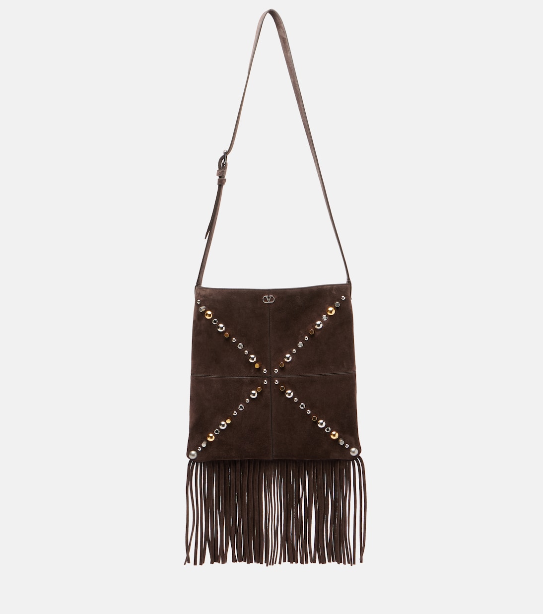 Nellcôte embellished suede shoulder bag | Valentino Garavani