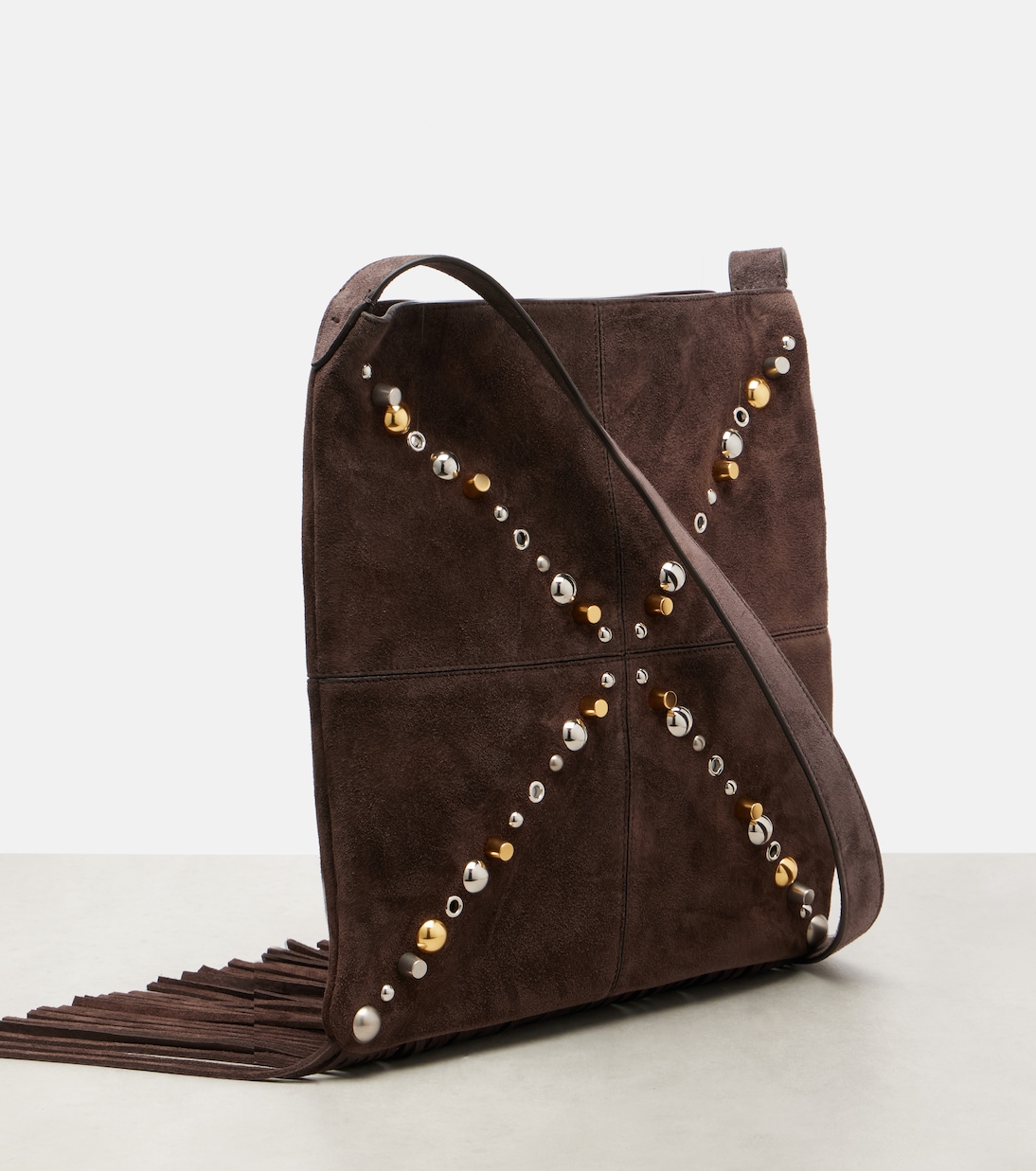 Nellcôte embellished suede shoulder bag | Valentino Garavani