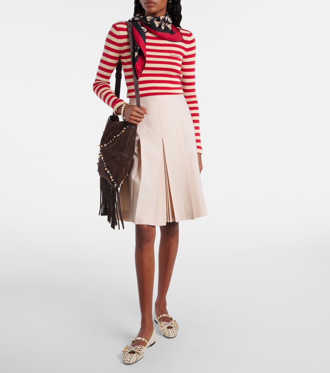 Nellcôte embellished suede shoulder bag | Valentino Garavani