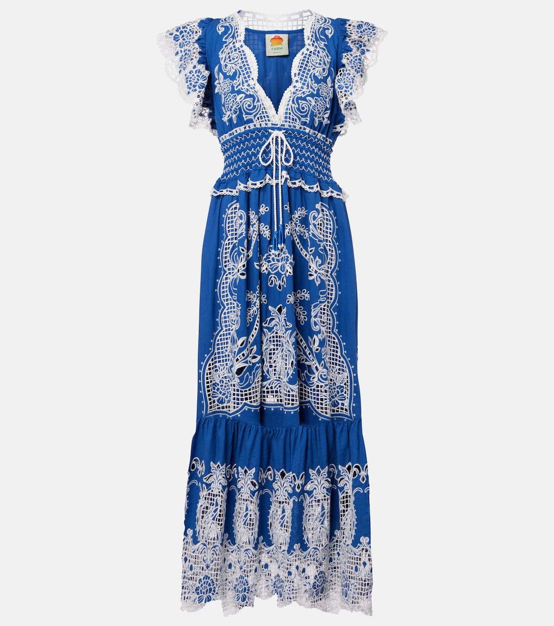 Besticktes Maxikleid aus einem Leinengemisch | Farm Rio
