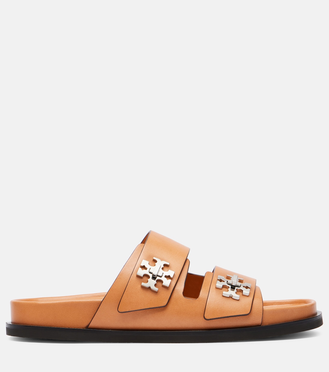 Turnlock leather slides | Tory Burch